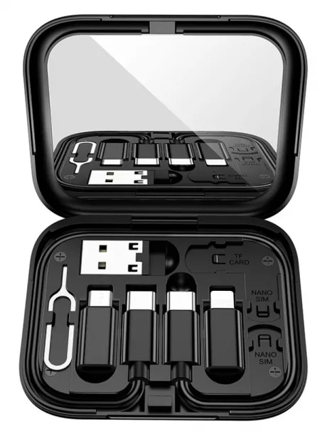 кабель передачи данных Hoco U114 Treasure box storage charging data cable set black