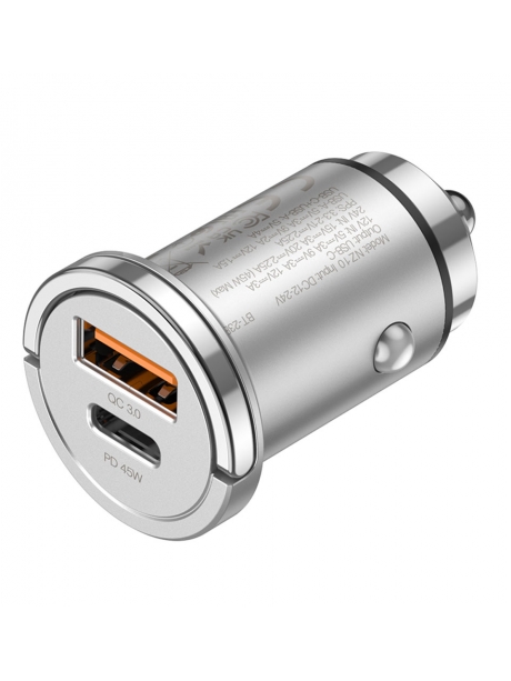 зарядка для телефона в машину Hoco NZ10 Handy PD45W+QC3.0 car charger silver