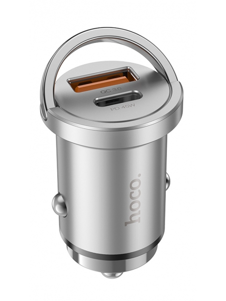 зарядка для телефона в машину Hoco NZ10 Handy PD45W+QC3.0 car charger silver