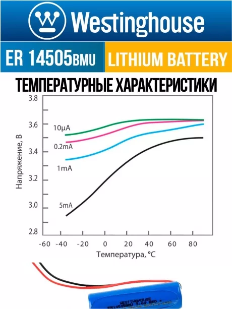 батарейка литиевая 3.6 В Westinghouse ER 14505BMU (AA) universal connector 