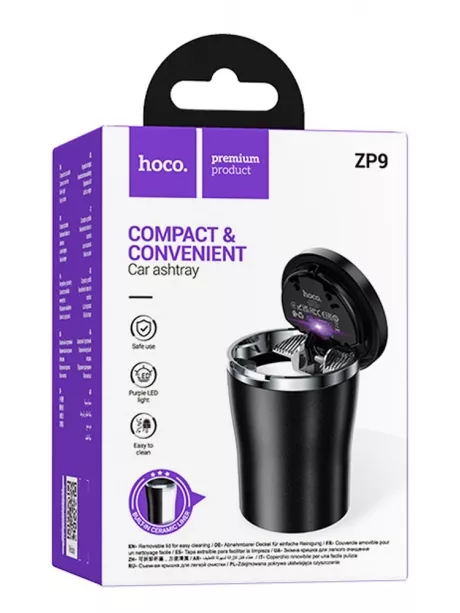 контейнер для мусора Hoco ZP9 Solar car ashtray black