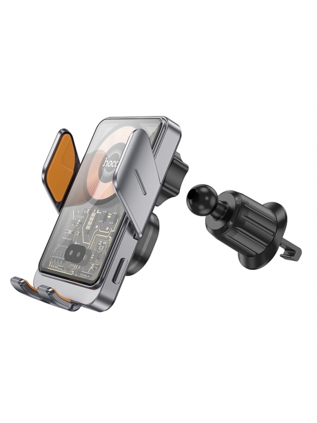 держатель Hoco HW7 Transparent Discovery Edition wireless fast charging car hold metal gray