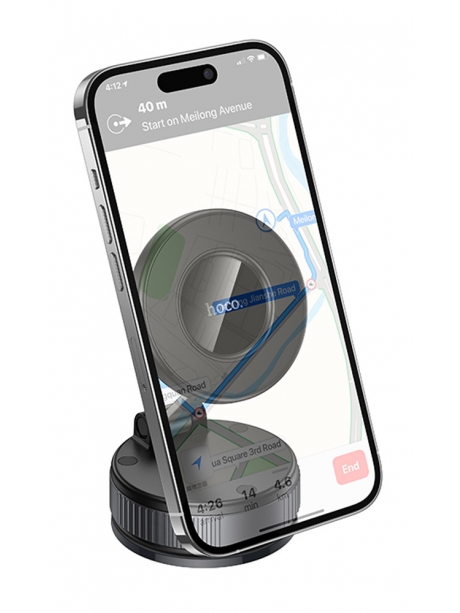 магнитный держатель на присоске Hoco H86 Dragon manual suction cup magnetic holder(universal) black/metal gray