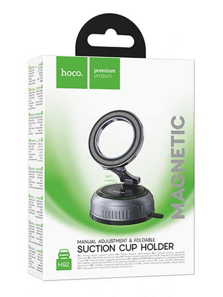 магнитный держатель MagSafe Hoco H92 High vacuum suction cup magnetic holder(universal) black/metal gray