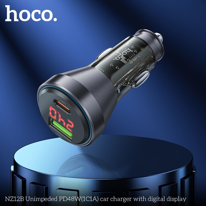 автомобильное зарядное устройство Hoco NZ12B Unimpeded PD48W(1C1A) car charger with digital display